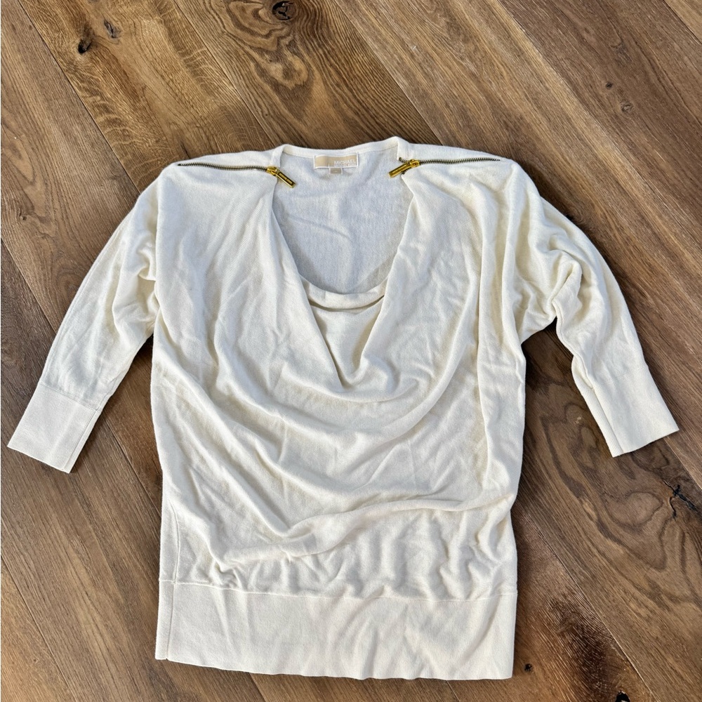 Michael Kors Cream Sweater with Gold Accents